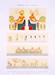 Illustrations of Painted Boards and Murals from the Harps from the 5th Tomb of the Kings of the East, Plate 90 from Vol II of 